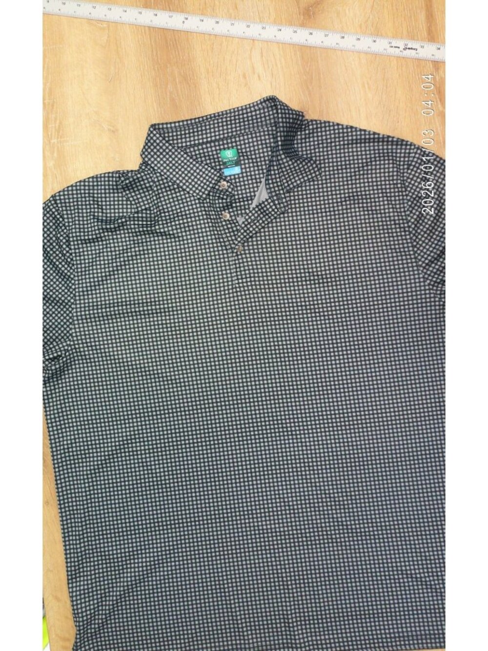 Pro Tour Mens Black & White Checkered Coolplay Polo Shirt 3XLT Polyester Golf We
